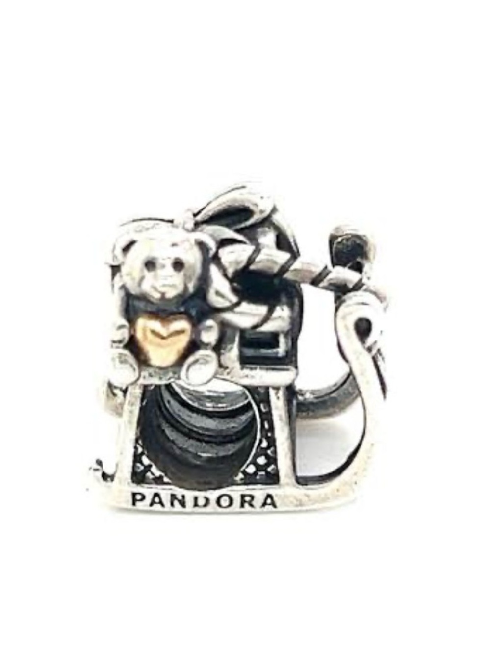 Pandora Two-Tone Teddy Bear Gift Box Charm